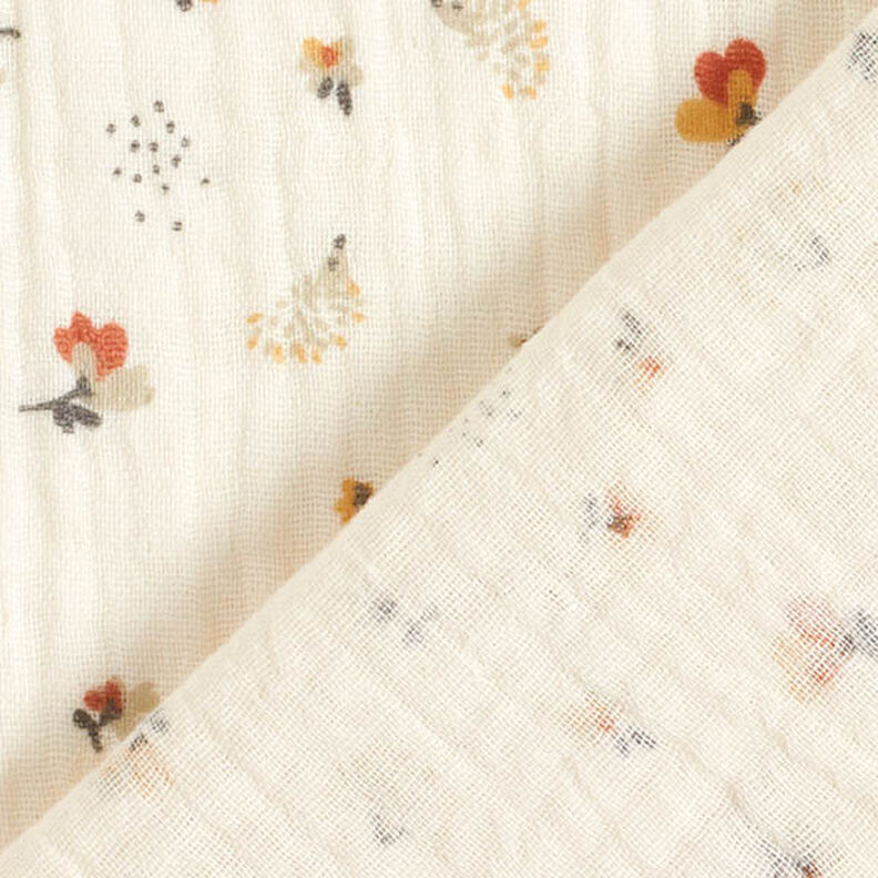 mussolina / tessuto doppio increspato Fiori e ricci – bianco lana,  image number 4