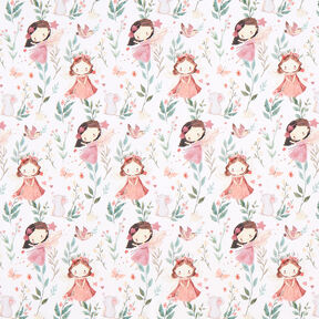 popeline di cotone Fate dei fiori stampa digitale &ndash; avorio, 