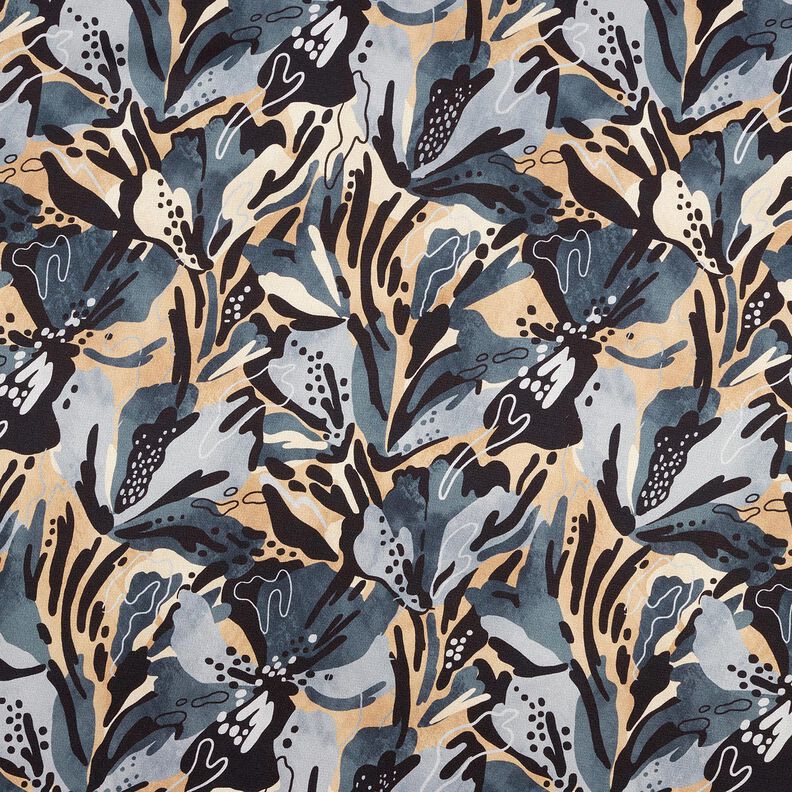 Mare di fiori in raso crepe – grigio ardesia/beige,  image number 1