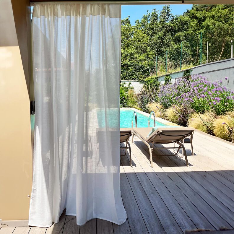 Outdoor tessuto per tende a vetro tinta unita 315 cm – bianco,  image number 6
