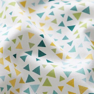 popeline di cotone, triangoli colorati – bianco, 
