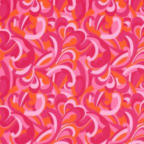 tessuto per costumi da bagno Anelli astratti – rosa fucsia acceso/arancione, 