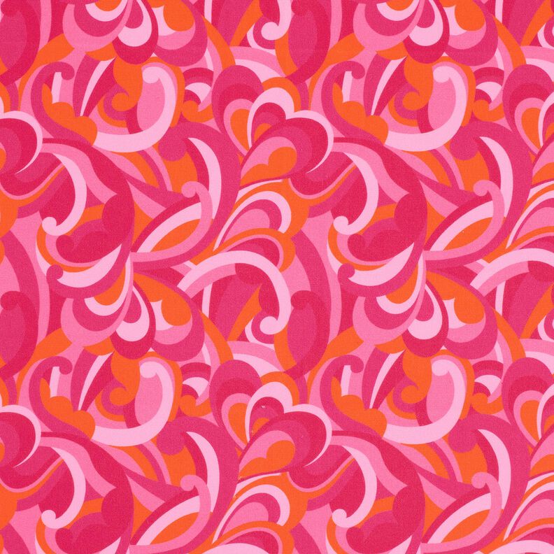 tessuto per costumi da bagno Anelli astratti – rosa fucsia acceso/arancione,  image number 1