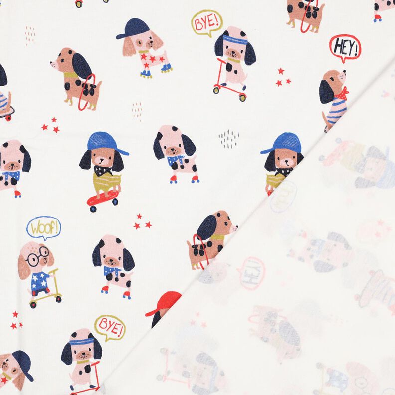 jersey di cotone cane su skateboard stampa digitale | Poppy Fabrics – avorio/oro rosa, image number 4