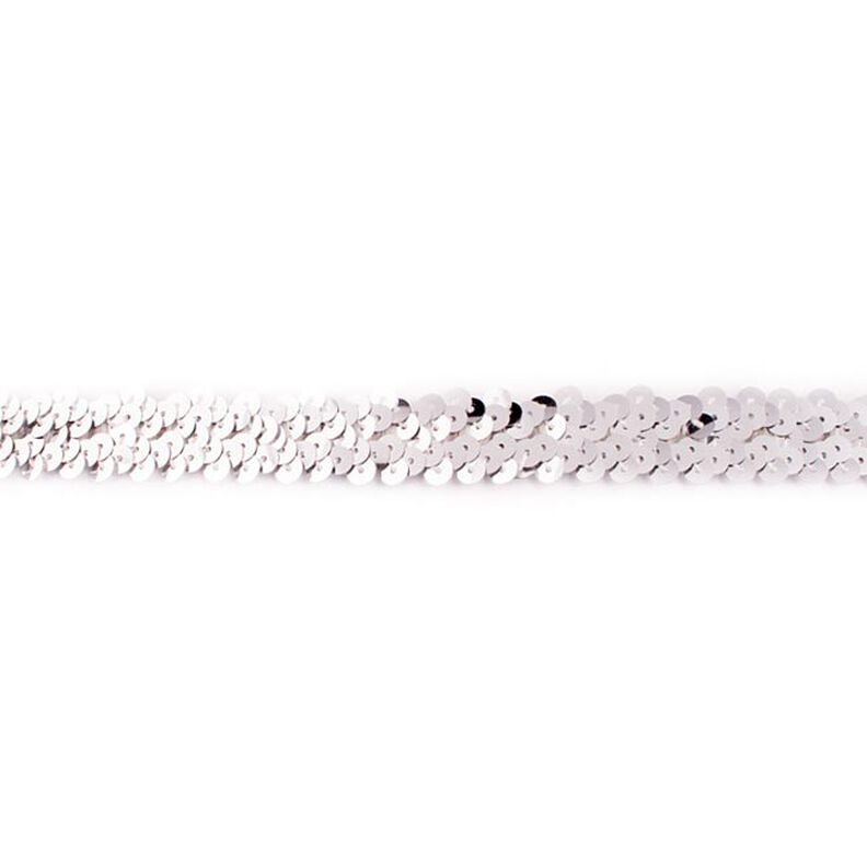 Bordino con paillette elastico [20 mm] – argento effetto metallizzato,  image number 1