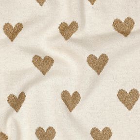 jersey jacquard Cuori scintillanti | Poppy Fabrics – naturale/oro effetto metallizzato, 