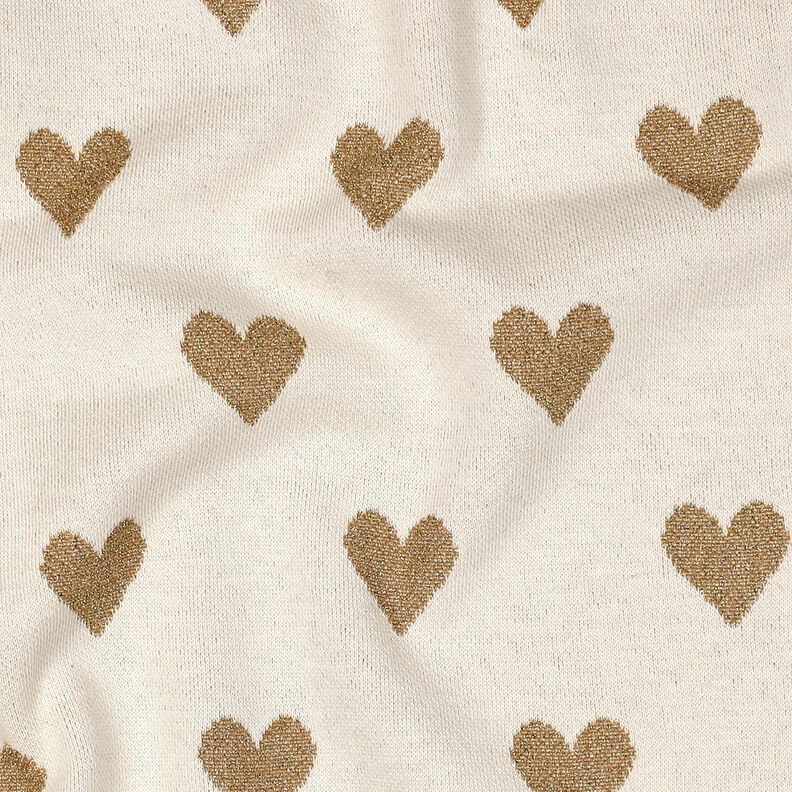 jersey jacquard Cuori scintillanti | Poppy Fabrics – naturale/oro effetto metallizzato,  image number 2