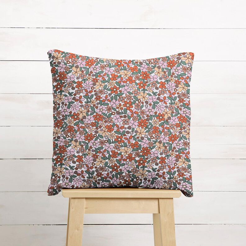 tessuto in cotone cretonne Piccoli fiori retrò – bianco/rosa,  image number 6