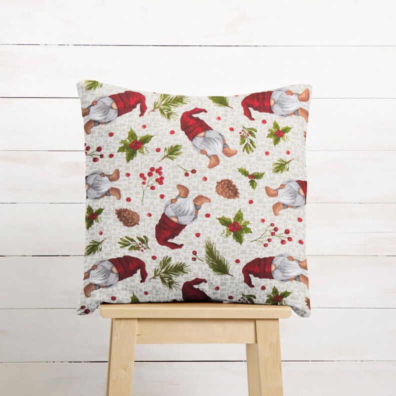 tessuto arredo tessuti canvas Gnomo con berretto – beige chiaro/rosso scuro, image number 6