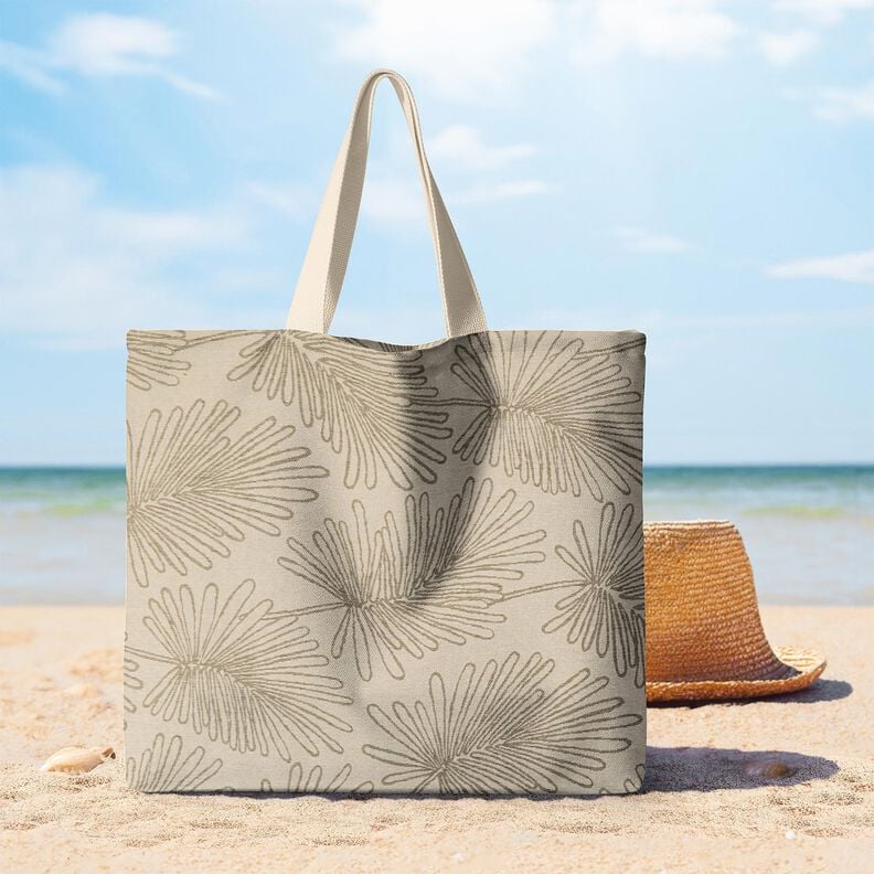 tessuto arredo Jacquard Contorni delle foglie – naturale,  image number 8