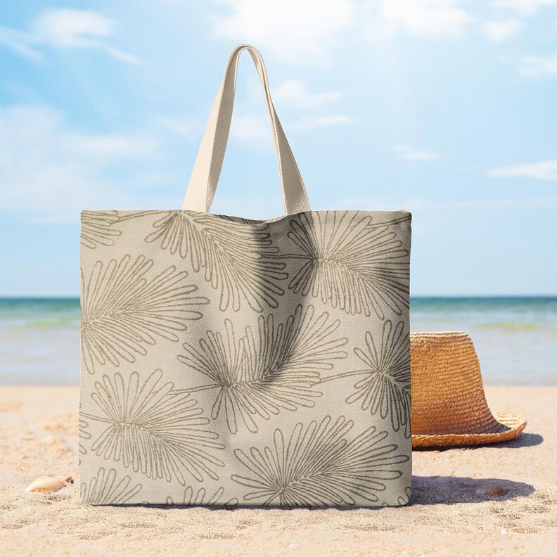 tessuto arredo Jacquard Contorni delle foglie – naturale, image number 8