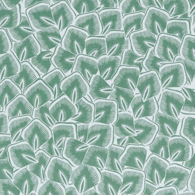 tessuto in cotone cretonne Foglie astratte – verde salvia/avorio,  image number 1