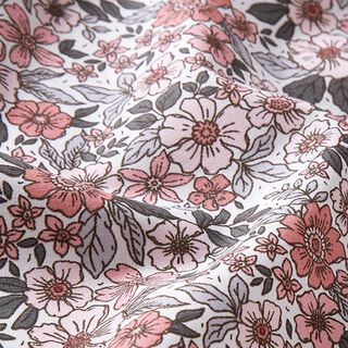 popeline di cotone mare di fiori – bianco lana/rosa anticato, 