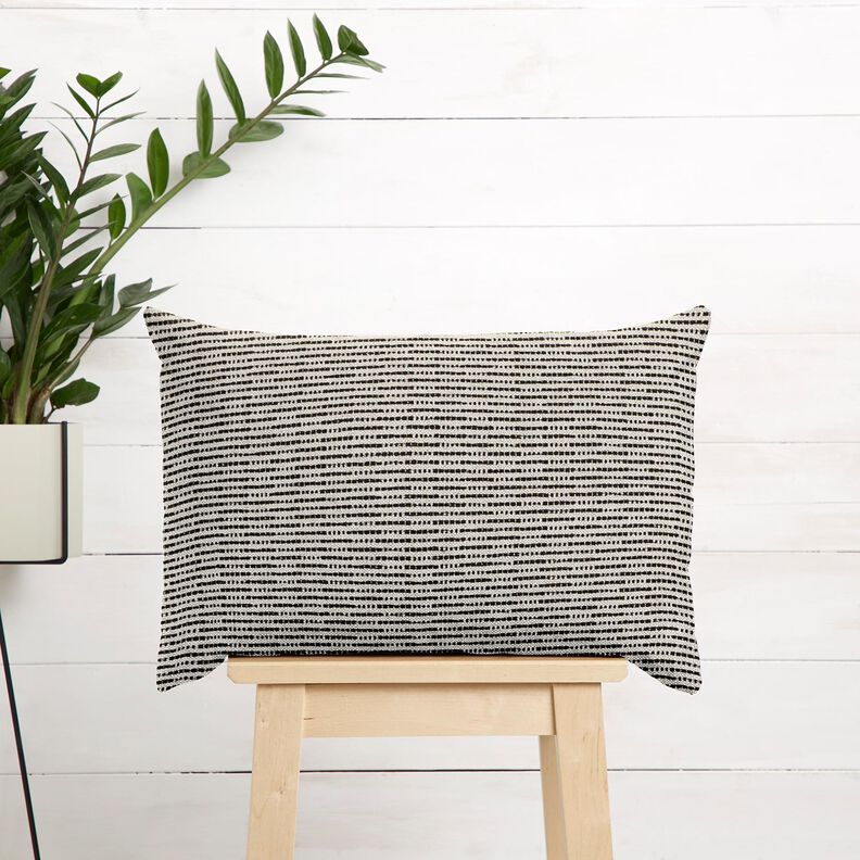 tessuto arredo Jacquard Strisce rustiche – nero/naturale,  image number 6