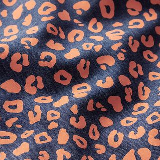 chambray Motivo leopardato – blu marino/arancio neon, 