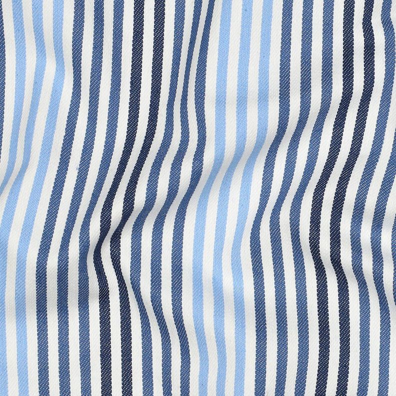 denim Misto cotone righe | Poppy Fabrics – colore blu jeans/bianco lana,  image number 2