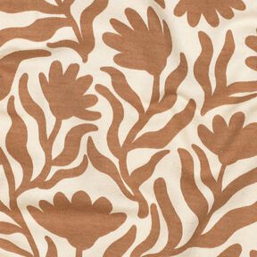 felpa garzata non sbiancato fiori | Poppy Fabrics &ndash; crema/marrone capriolo, 