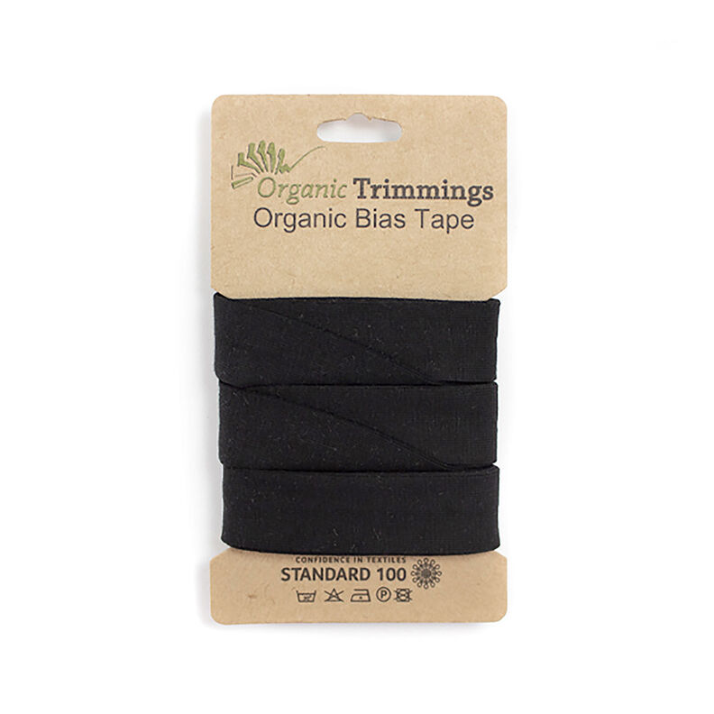 Nastro in sbieco jersey di cotone bio [3 m | 20 mm] – nero,  image number 1