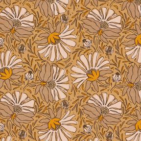tessuto arredo mezzo panama grandi fiori – beige scuro/giallo curry, 