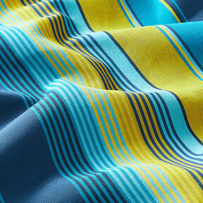 Tessuti da esterni canvas Righe – blu/senape, 