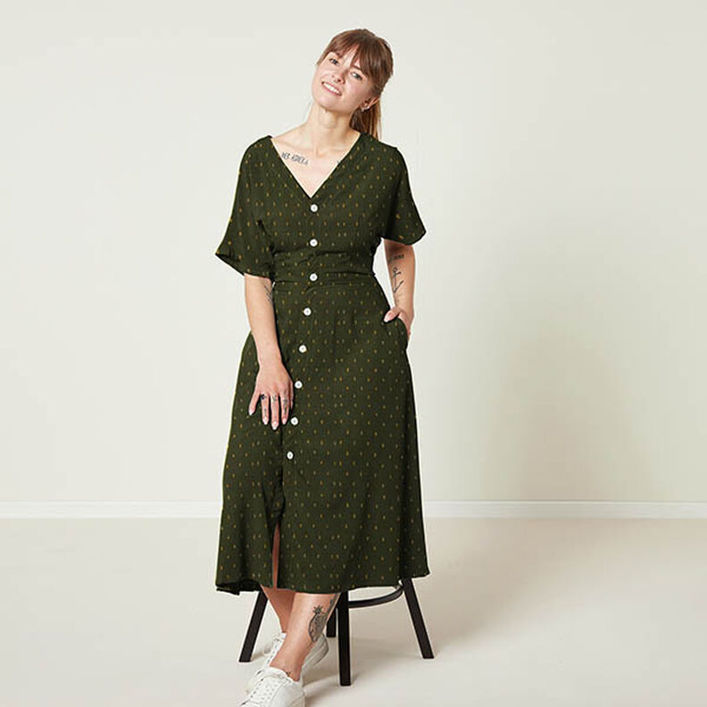 tessuto in viscosa, gocce glitter – verde scuro,  image number 8