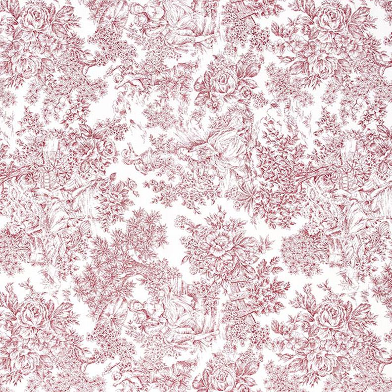 tessuto arredo tessuti canvas romanticismo – bianco/rosso carminio,  image number 1