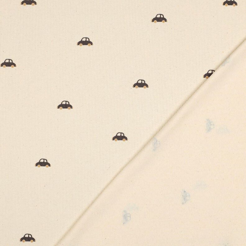 GOTS jersey a coste Piccole auto | Poppy Fabrics – crema/marrone nerastro,  image number 4