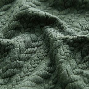 Jersey jacquard, cloqué, motivi a treccia – verde scuro, 