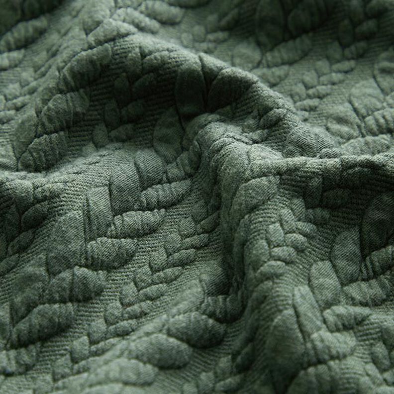 Jersey jacquard, cloqué, motivi a treccia – verde scuro,  image number 2