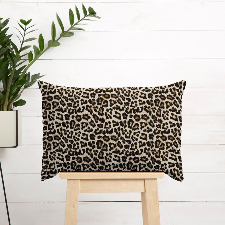 tessuto arredo Jacquard Motivo leopardato intrecciato – beige chiaro/nero,  image number 5