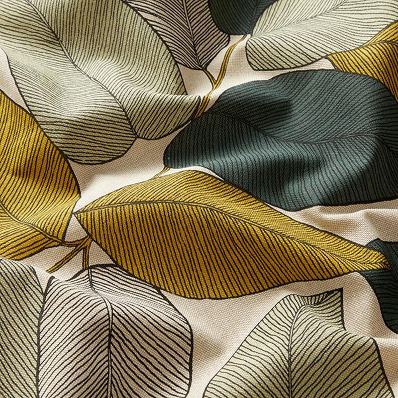 tessuto arredo mezzo panama grandi foglie – verde/naturale,  image number 2