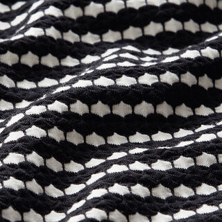jersey jacquard, motivo a nido d'ape – nero/bianco, 