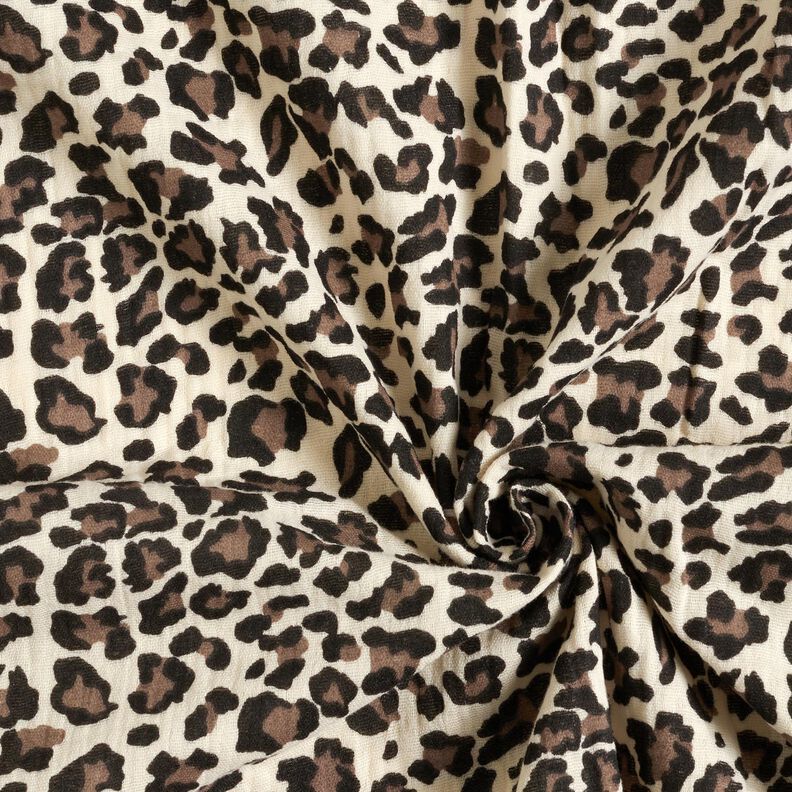 mussolina / tessuto doppio increspato Stampa leopardata – beige chiaro/cioccolato,  image number 3