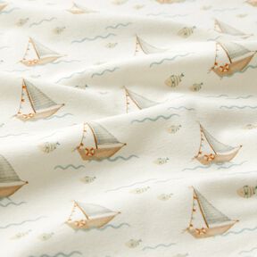 jersey di cotone Barche a vela e pesci stampa digitale – bianco lana, 
