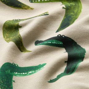 French terry, felpa estiva Coccodrillo malizioso stampa digitale – anemone, 