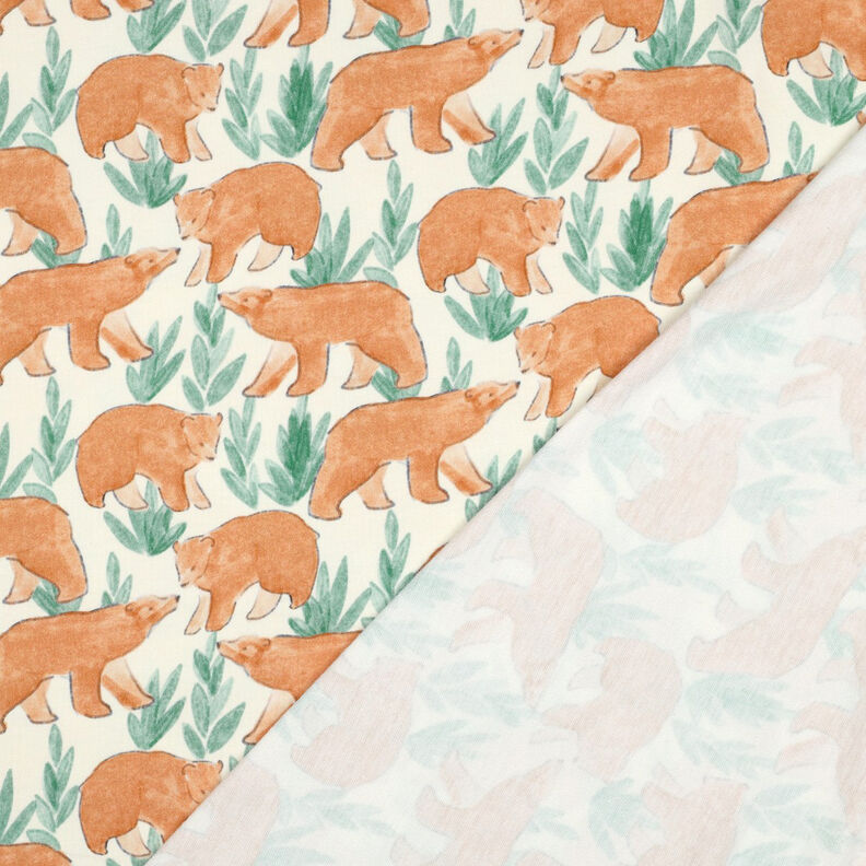 French terry, felpa estiva Orsi acquerellati stampa digitale | Poppy Fabrics – bianco lana, image number 4
