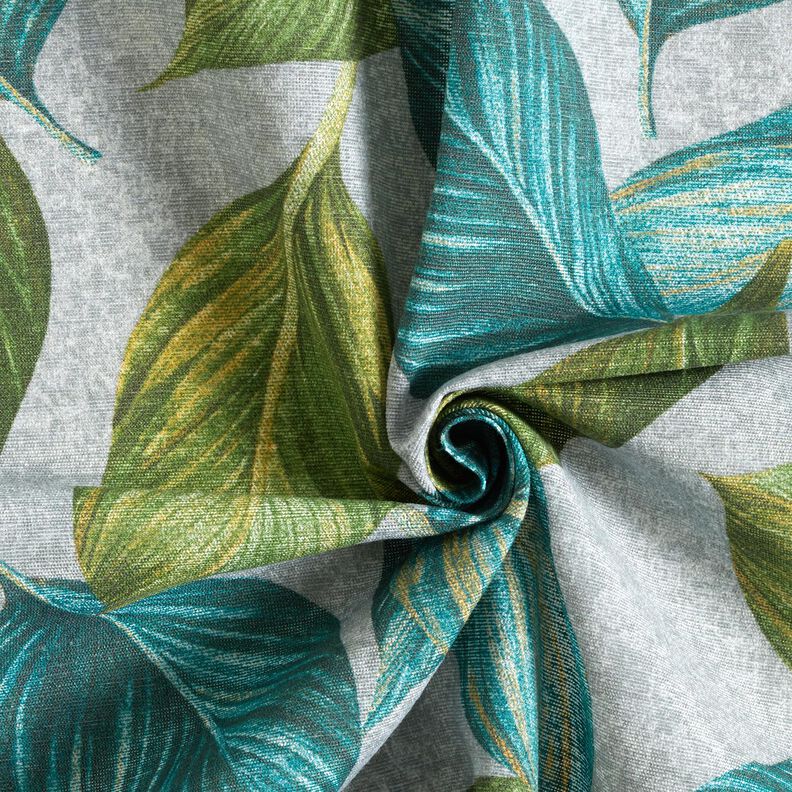 tessuto arredo tessuti canvas Foglie di ficus – abete blu/grigio, image number 3