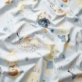 tessuto arredo tessuto spinato in cotone Coniglietti nel mondo dei sogni stampa digitale – azzurro,  tessuto arredo tessuto spinato in cotone Coniglietti nel mondo dei sogni stampa digitale – azzurro,