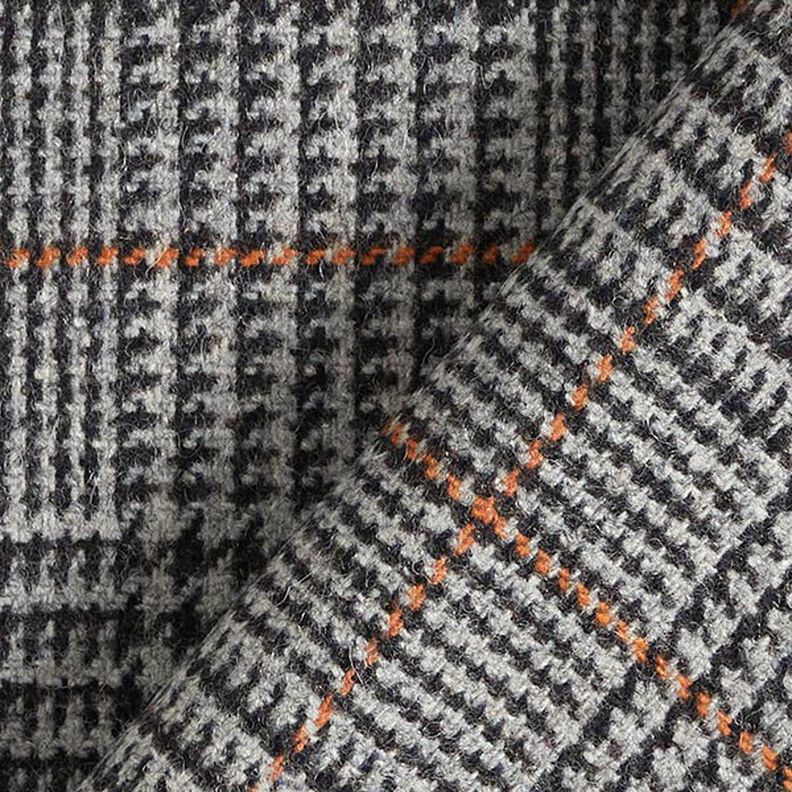 Tessuto in lana Principe di Galles – grigio scuro/arancione,  image number 6