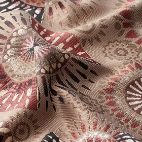 tessuto arredo Jacquard Mandala elegante – talpa scuro/rosso borgogna, 