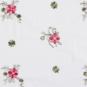 popeline di cotone Mazzi di fiori ricamati – bianco/bacca, 