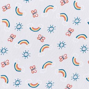 tessuto in cotone cretonne Arcobaleno sole – grigio chiaro, 