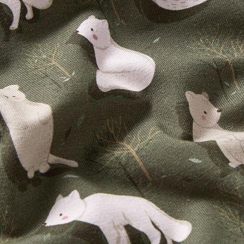 jersey di cotone bio Volpe delle nevi e marmotta stampa digitale – pino scuro,  image number 2