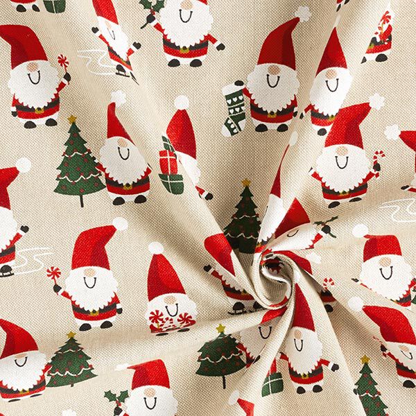 Tessuto arredo mezzo panama allegri Babbi Natale – naturale, image number 3