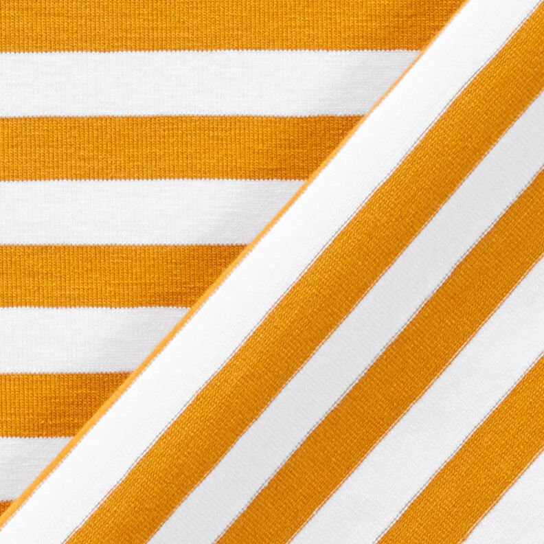 Jersey di cotone righe ampie – senape/bianco,  image number 4