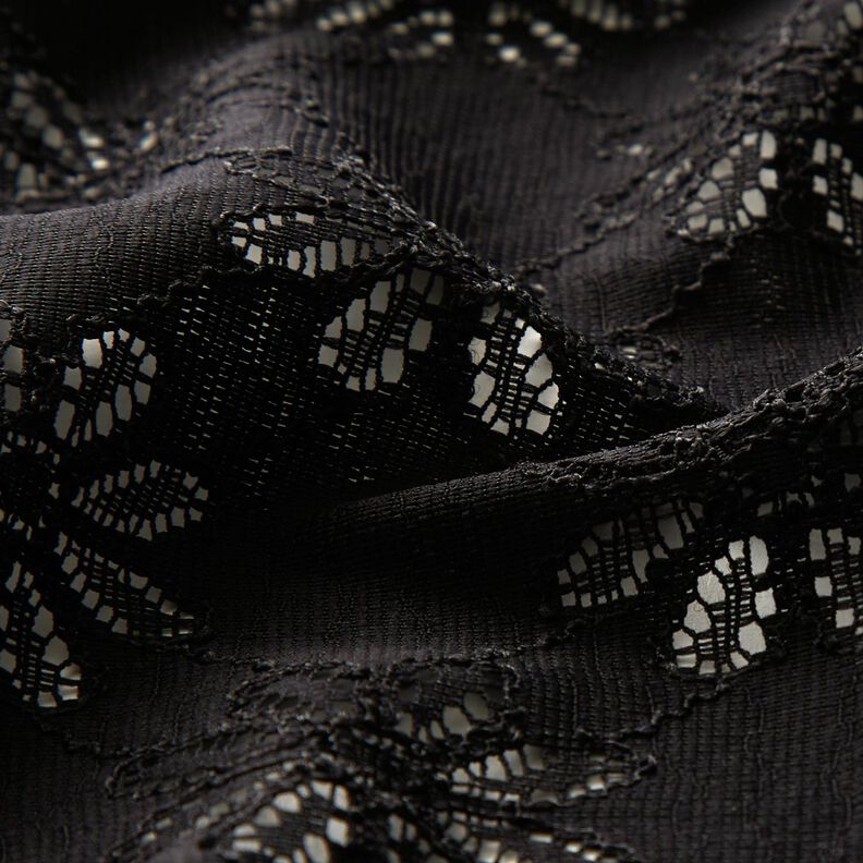 Fiori in pizzo elasticizzato – nero,  image number 2