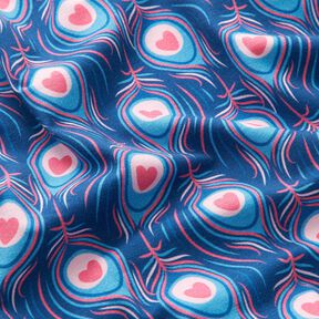 jersey di cotone Pavone | Stoff&Liebe – blu reale/rosa fucsia acceso, 