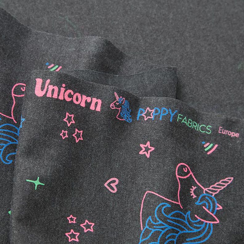 jersey di cotone Unicorni e arcobaleni al neon – antracite,  image number 3