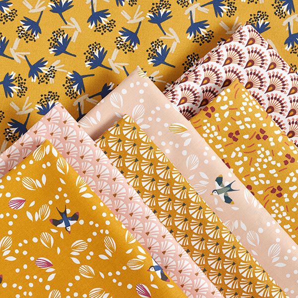 tessuto in cotone cretonne Rondini – senape, image number 5