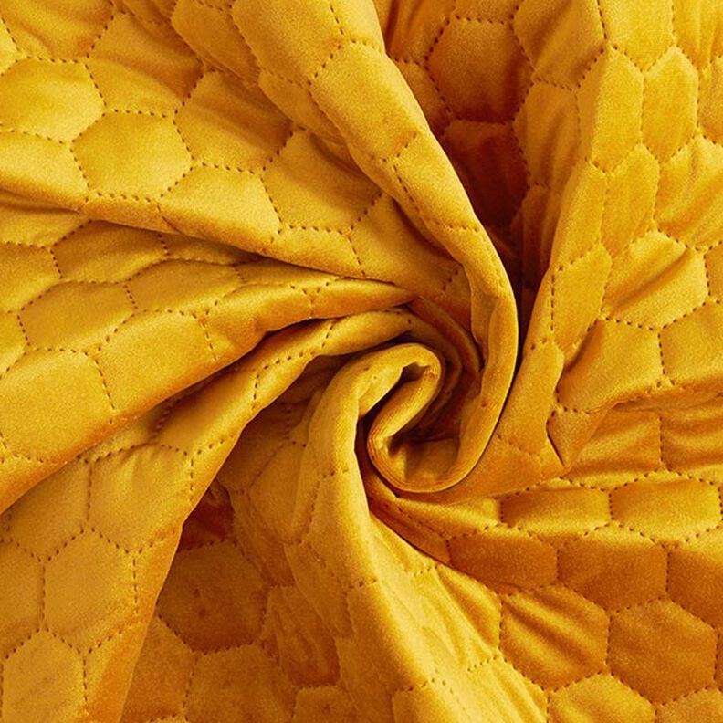 tessuto tappezzeria velluto trapuntato motivo a nido d’ape – senape,  image number 3